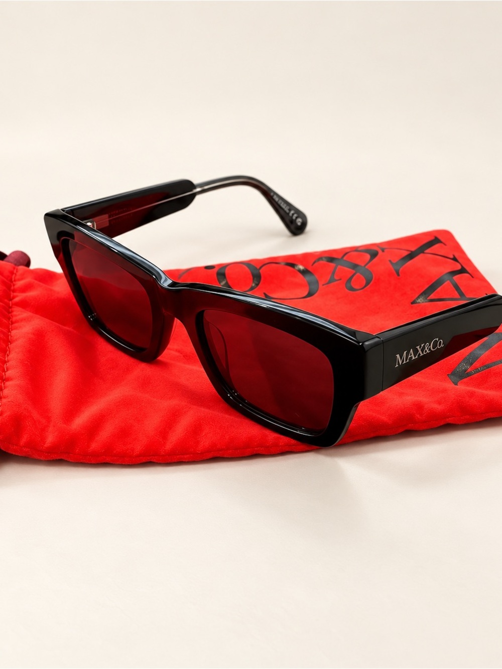 Max & Co. Black Square Frame Sunglasses with Dark Lenses
